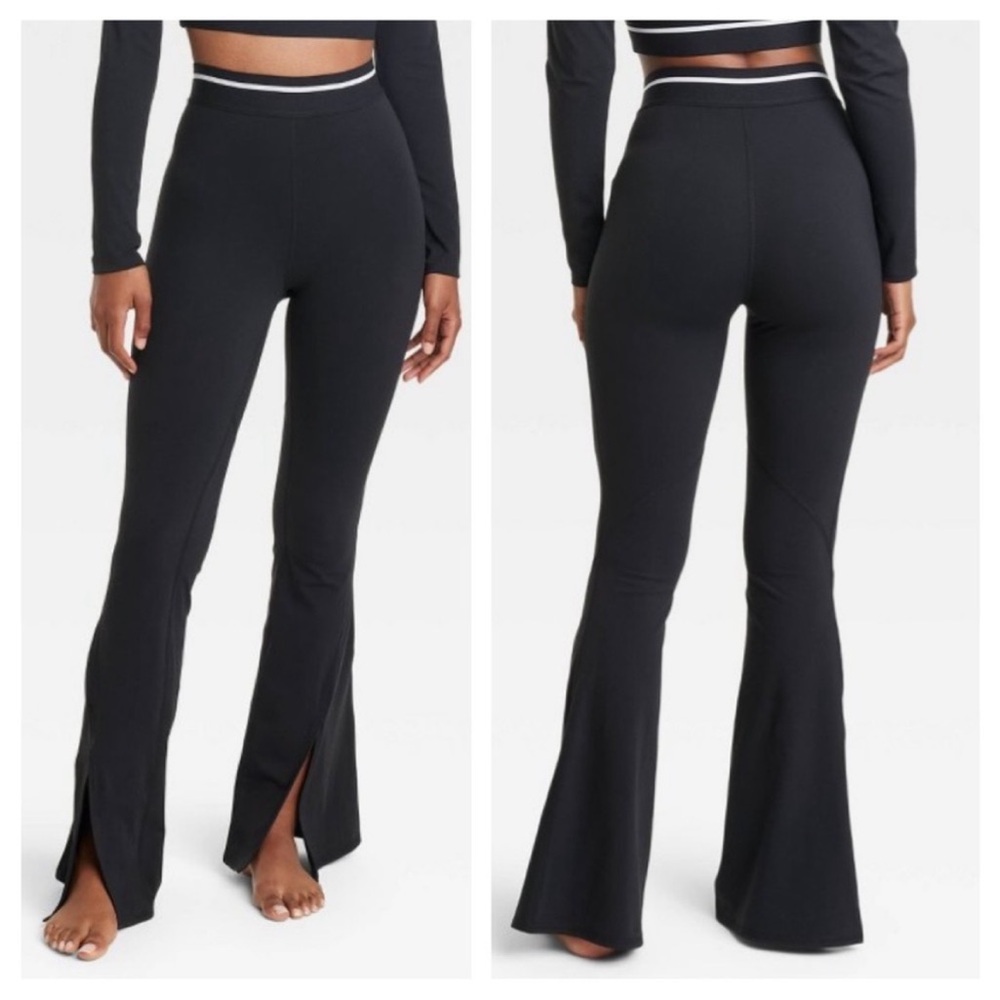 JoyLab Black Boot-Cut Flare Pants with Front Slits